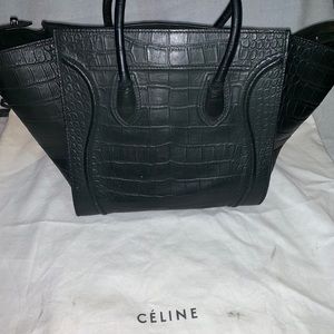 Authentic Celine Croc Embossed Luggage Bag